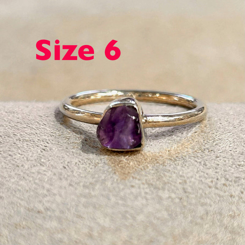 Amethyst (Rough) Sterling Silver Stacker Ring