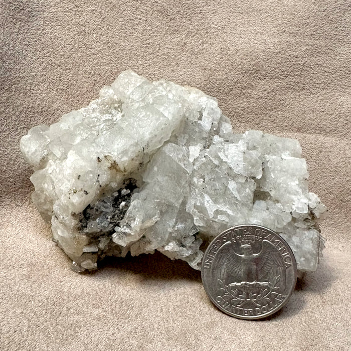 Babingtonite, Apophyllite & Pyrite on Calcite (China)