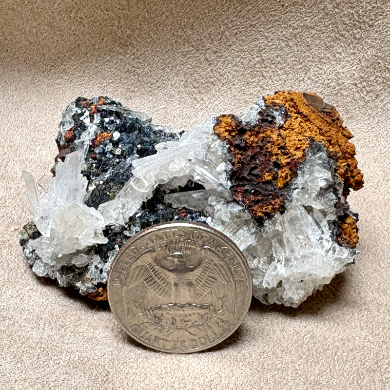 Hemimorphite with Goethite & Adamite (Mexico)