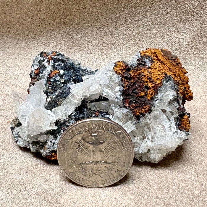 Hemimorphite with Goethite & Adamite (Mexico)