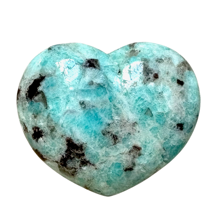 Amazonite & Smoky Quartz Polished Heart