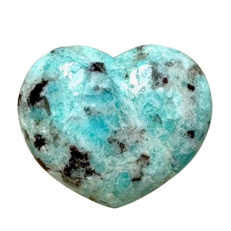 Amazonite & Smoky Quartz Polished Heart