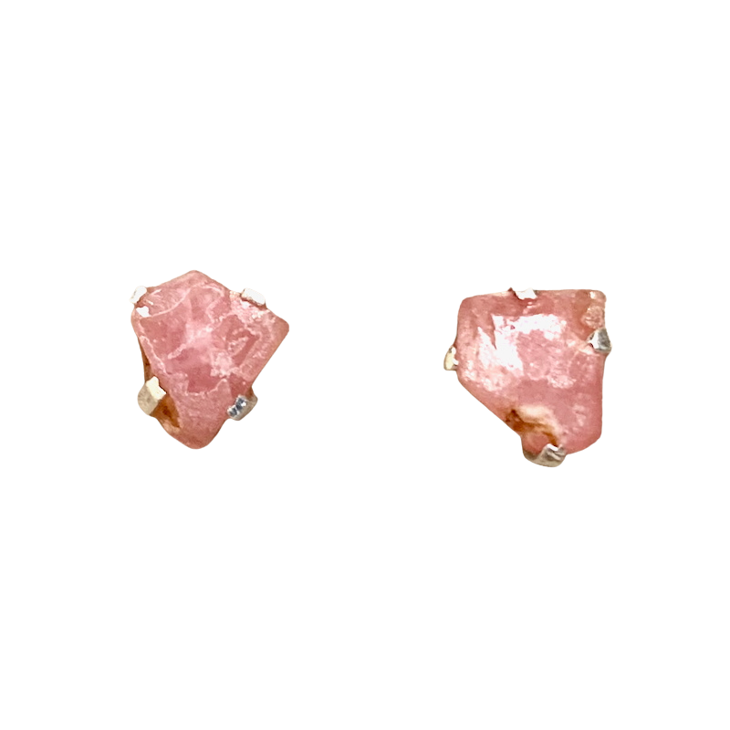 Rhodochrosite Rough Post Earrings