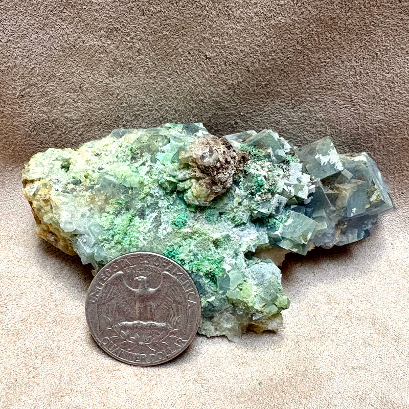 Fluorite with Quartz and Chrysocolla (Blanchard Mine, Socorro Co., New Mexico)