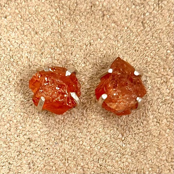 Garnet (Orange Rough) Stud Post Earrings