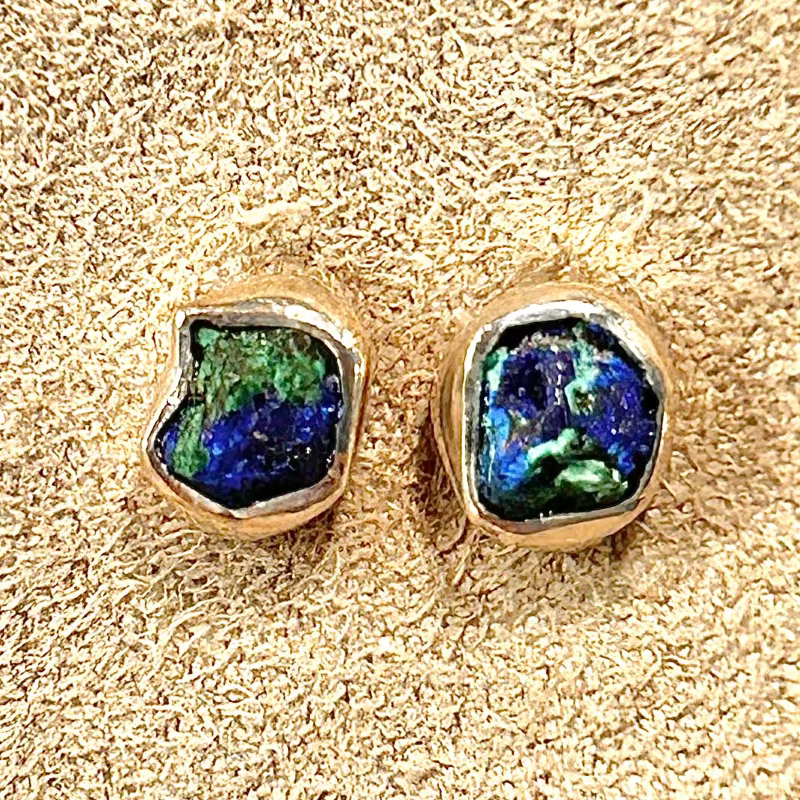 Azurite and Malachite Stud Earrings