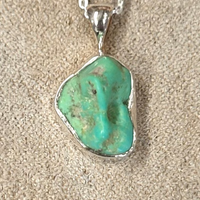 Turquoise (Rough) and Sterling Silver Pendant and Chain