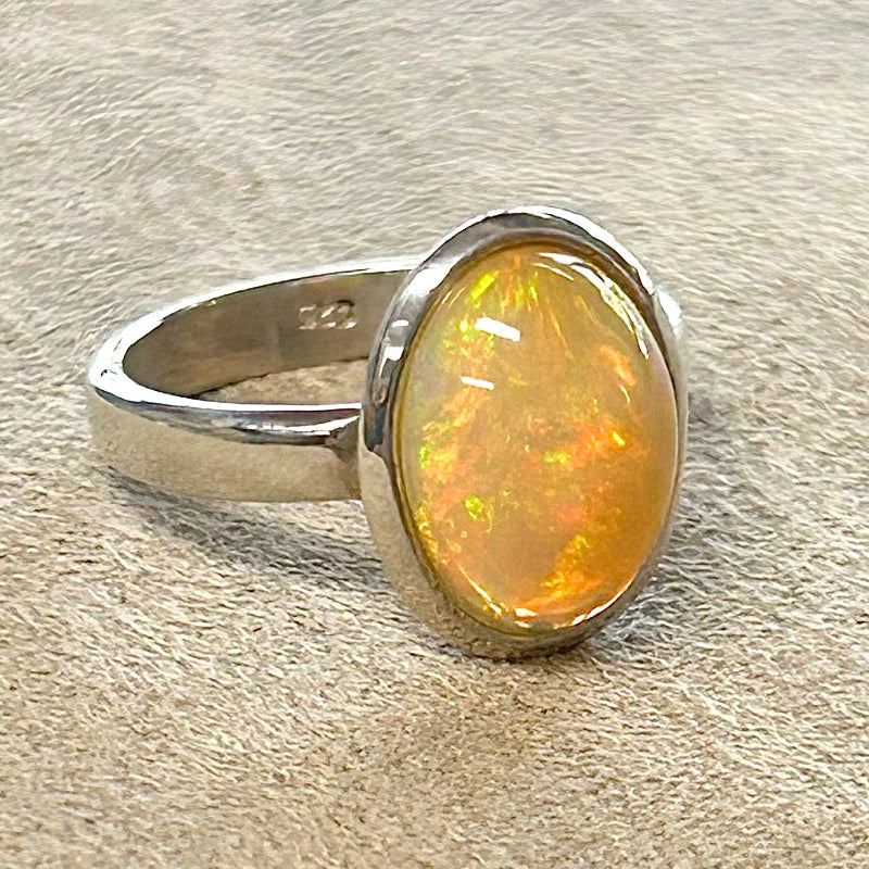 Opal (Ethiopian) and Sterling Silver Ring (Size 8)