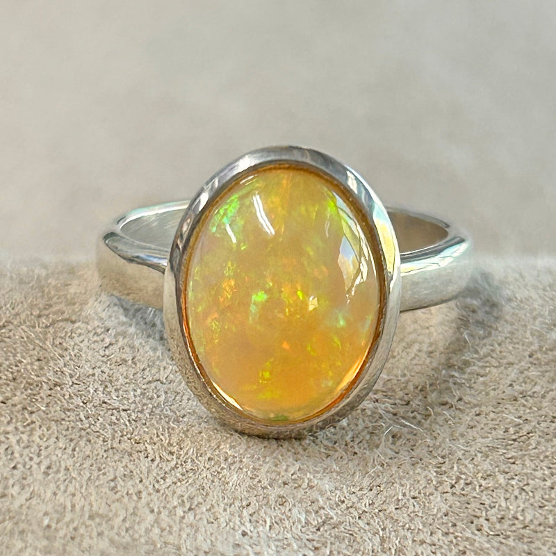 Opal (Ethiopian) and Sterling Silver Ring (Size 8)