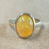 Opal (Ethiopian) and Sterling Silver Ring (Size 8)