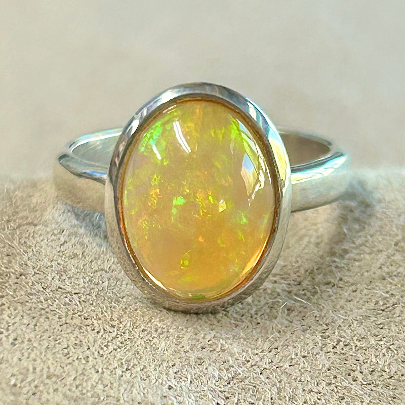 Opal (Ethiopian) and Sterling Silver Ring (Size 8)