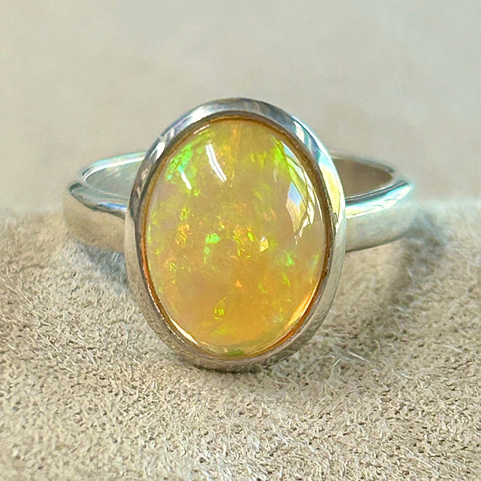 Opal (Ethiopian) and Sterling Silver Ring (Size 8)