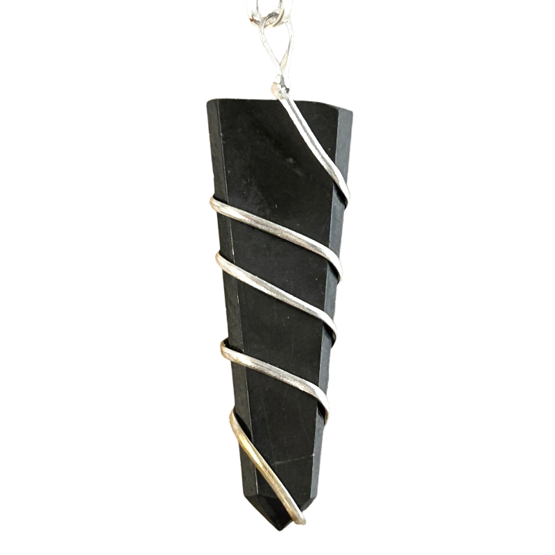 Shungite Wire-wrapped Pendant