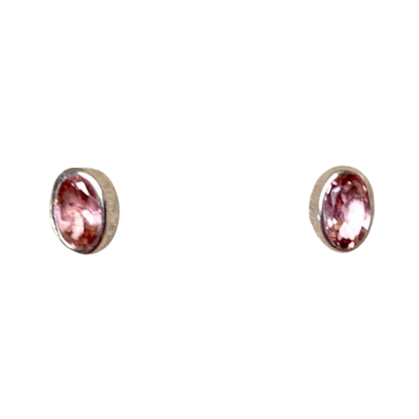 Tourmaline Pink Oval Faceted Post Earrings