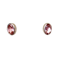 Tourmaline Pink Oval Faceted Post Earrings