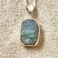 Labradorite (Rough) and Sterling Silver Pendant on Chain