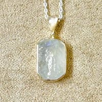 Moonstone (Rainbow) and Sterling Silver Pendant on Chain