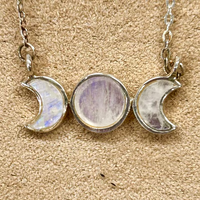 Moonstone (Rainbow) Moon Phases Pendant on Chain