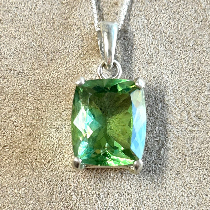 Fluorite Pendant with Sterling Silver Chain