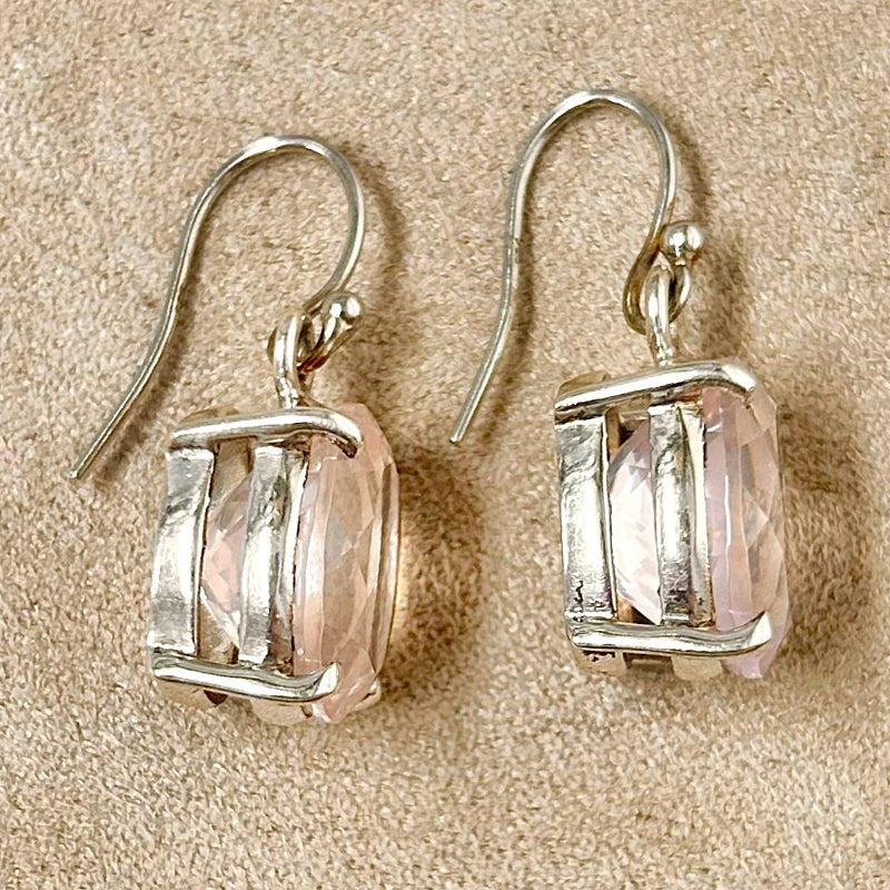 Rose Quartz Faceted Dangle Earrings