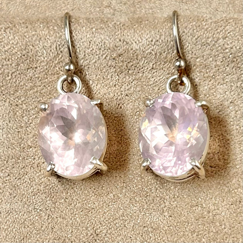 Rose Quartz Faceted Dangle Earrings