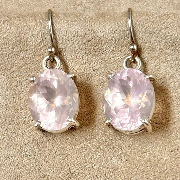Rose Quartz Faceted Dangle Earrings