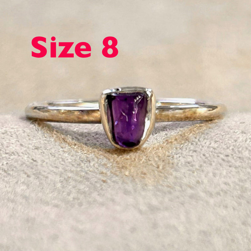 Amethyst (Rough) Sterling Silver Stacker Ring