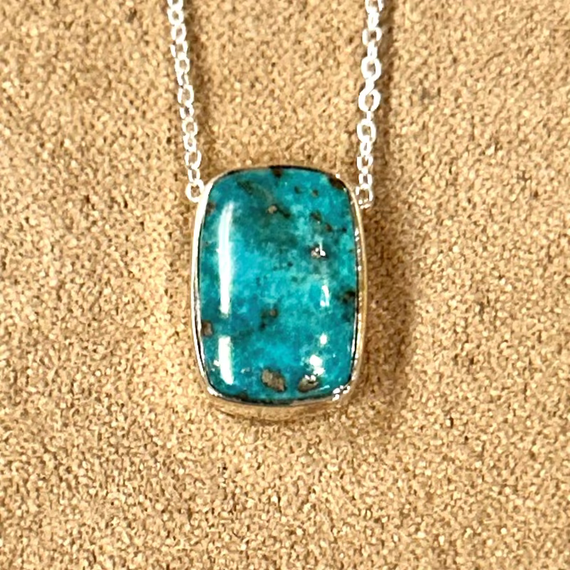 Turquoise and Sterling Silver Pendant and Chain