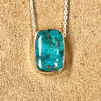 Turquoise and Sterling Silver Pendant and Chain