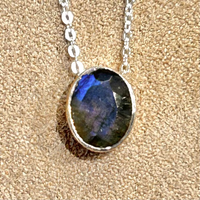Labradorite and Sterling Silver Pendant on Chain