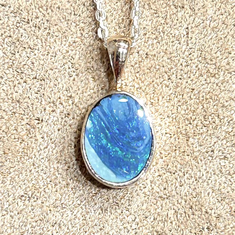 Opal (Australian) in Sterling Silver Pendant and Chain