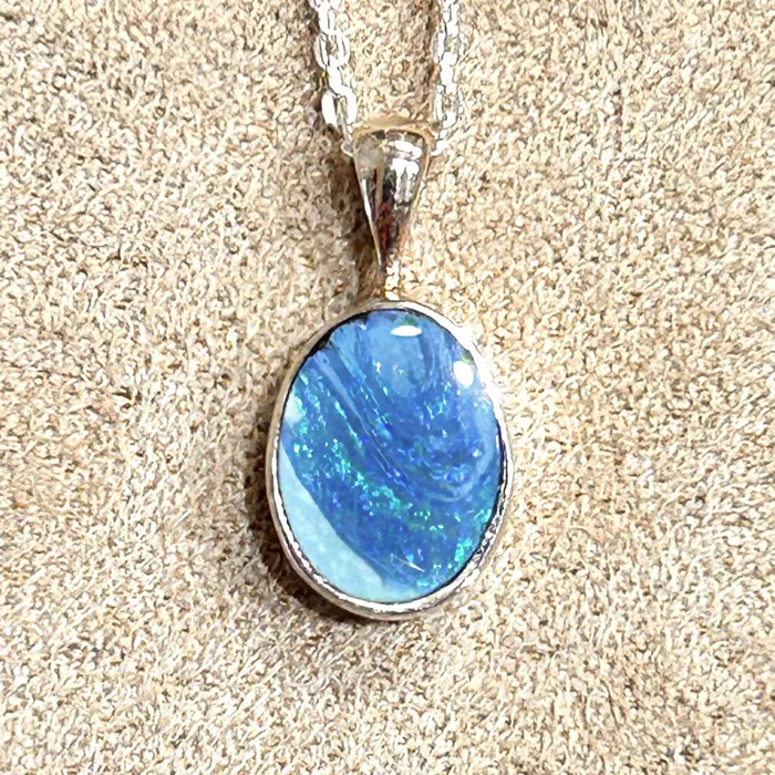 Opal (Australian) in Sterling Silver Pendant and Chain