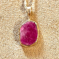 Ruby (Rough) and Sterling Silver Pendant and Chain