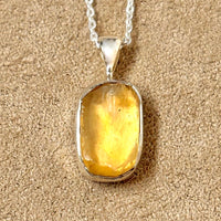 Libyan Desert Glass and Sterling Silver Pendant and Chain