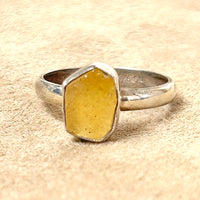 Libyan Desert Glass and Sterling Silver Ring (Size 9)