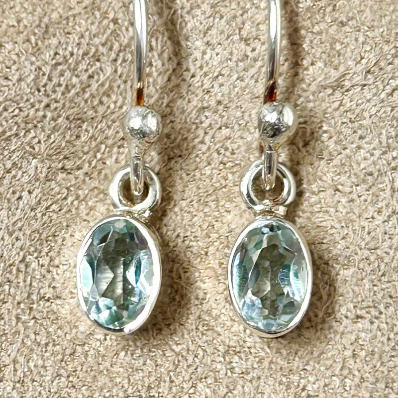 Aquamarine and Sterling Silver Dangle Earrings