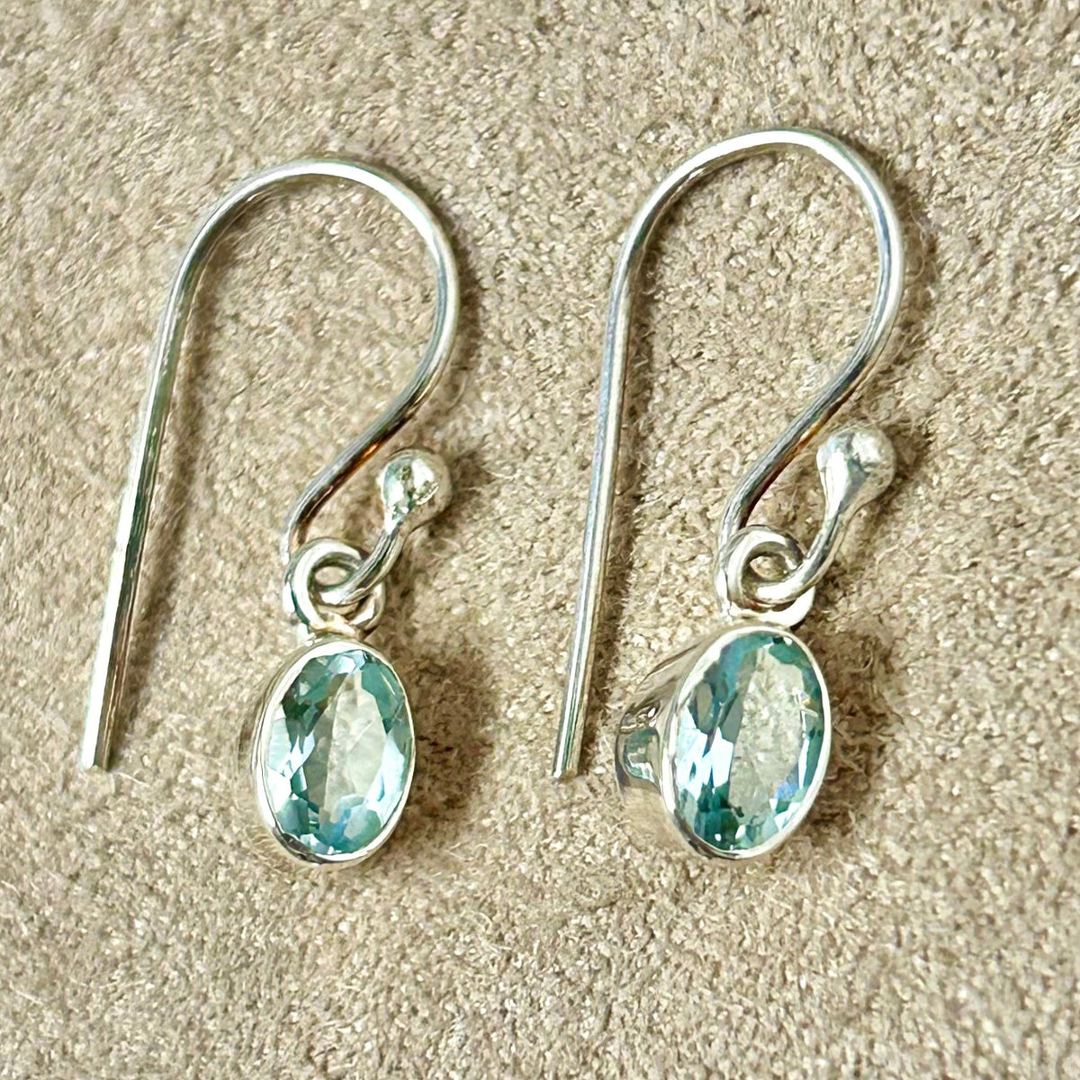 Aquamarine and Sterling Silver Dangle Earrings