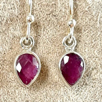 Ruby Faceted Dangle Earrings
