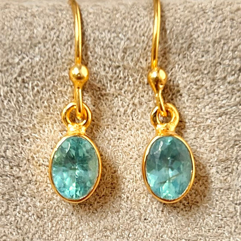 Apatite (Paraba) & Gold Vermeil Dangle Earrings