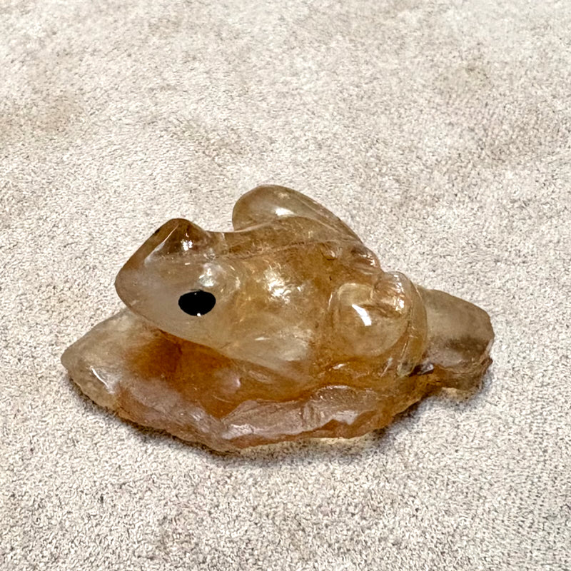 Frog Carving in Golden Quartz