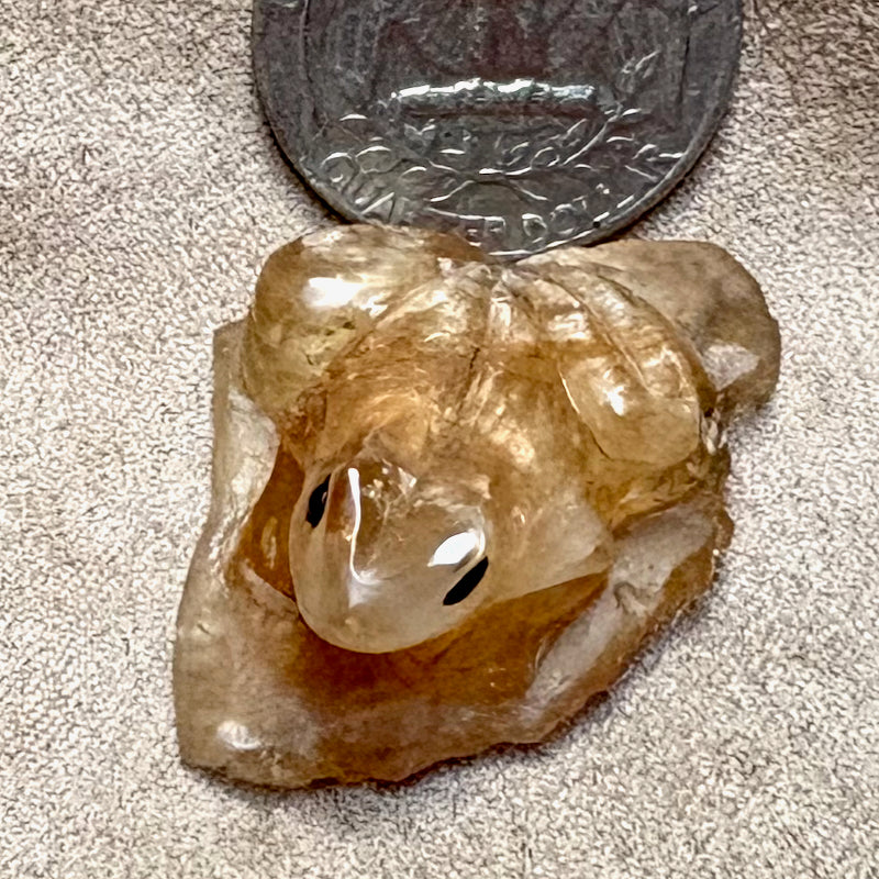 Frog Carving in Golden Quartz