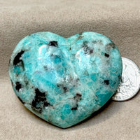 Amazonite & Smoky Quartz Polished Heart