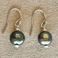 Pearl (Black) and Sterling Silver Dangle Earrings