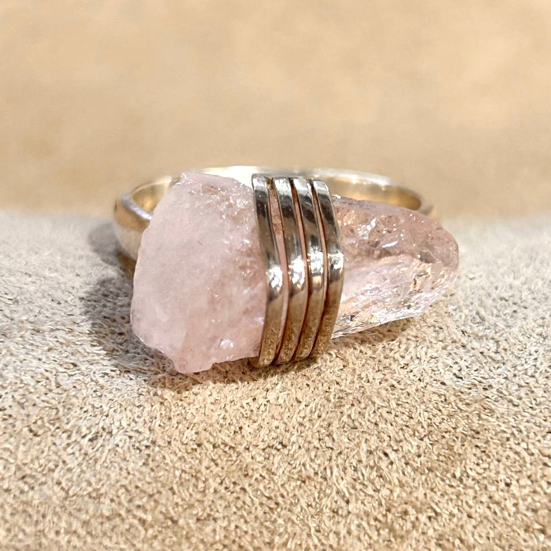 Morganite and Sterling Silver Ring (size 8)