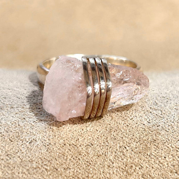 Morganite and Sterling Silver Ring (size 8)