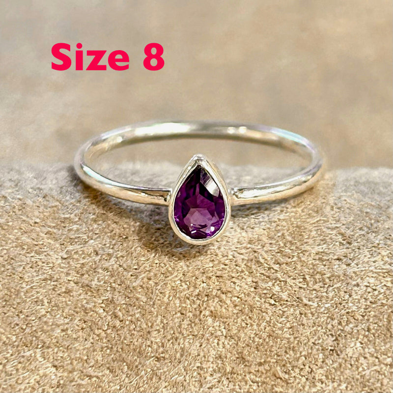 Amethyst (Faceted) Sterling Silver Stacker Ring