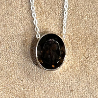 Smoky Quartz (Faceted) in Sterling Silver Pendant and Chain
