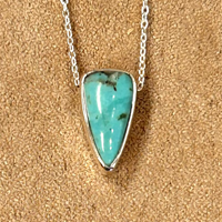 Turquoise and Sterling Silver Pendant and Chain