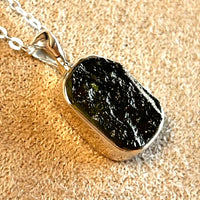 Moldavite Rough Pendant and Chain