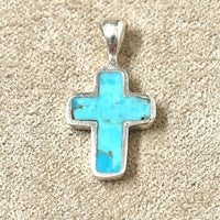 Turquoise and Sterling Silver Cross Pendant